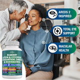 NEW AGE Eye Health Vitamins with Bilberry 6000mg Lutein & Zeaxanthin 40mg Lycopene 40mg Resveratrol 3000mg Grape Seed Extract 6000mg Astaxanthin - Eye Vitamin - 180 Count