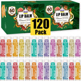 AZEN 120 Pack Lip Balm, Natural Lip Balm Bulk, Lip Care Product, Christmas Stocking Stuffers, Christmas Gifts for Women Girls - 10 Flavors