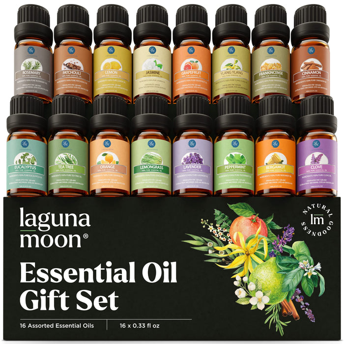 Essential Oils Set - 16 Pcs Premium Grade Home Essentials Oils - for Diffusers, Fragrance, Scents for Candle Making, Soap, Slime - Natural Aromatherapy Oils for Skin & Hair - Home, Office, Car