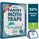 Mr.Chameleon Pantry Moth Trap 50% Stickier Glue for Ultimate Effectiveness | 7 Pack Moth Traps | Non-Toxic Pantry Moth Traps with Pheromones Prime in Your Kitchen | Odor-Free & Natural