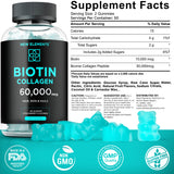 Biotin & Collagen Peptides Gummies - Collagen Peptides 50000mcg + Biotin 10000mcg Chewable Vitamin B7 for Hair Skin and Nails, Hair Growth Supplement for Men & Women, Non-GMO