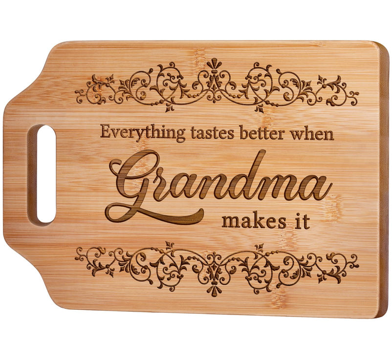 AceThrills Gifts for Grandma, Grandma Birthday Gifts - Engraved Bamboo Cutting Board 12.3"L x 8.7"W x 0.4"Th - Christmas Birthday Gifts for Grandma, Grandma gifts from Grandkids