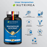 PLASTIMEA Magnesium Glycinat + Vitamin B6 | Optimale Bioverfügbarkeit | 1,5 Monatsvorrat | 90 Kapseln Hochdosiert Magnesiumcitrat + Bisglycinat OHNE Zusatzstoffe Entspannung Schlaf Muskeln Nerven Anti Stress