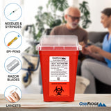 Oakridge Products Sharps Container for Home Use and Professional 1 Quart (5-Pack), Biohazard Needle and Syringe Disposal, Small Portable Container for Travel, CDC Certified