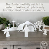 ROCC RUSTED ORANGE CRAFTWORKS CO. Holy Week Easter Advent - A Simple Family Tradition - Christian Easter Resurrection Scene Set Easter Display Religious Easter Decor Resurrection Decor (White)