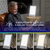 Verilux® HappyLight® Luxe - Light Therapy Lamp with 10,000 Lux, UV-Free, LED Bright White Light with Adjustable Brightness, Color, Countdown Timer, & Stand - Boost Mood, Sleep, Focus (White)