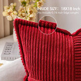 MIULEE Red Corduroy Pillow Covers with Splicing Set of 2 Super Soft Boho Striped Christmas Pillow Covers Broadside Decorative Textured Throw Pillows for Couch Cushion Livingroom 18x18 inch