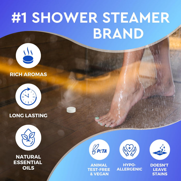 Cleverfy Shower Steamers Aromatherapy - 18 Pack of Shower Bombs with Essential Oils. Personal Care and Relaxation Birthday Gifts for Women and Men. Blue Set