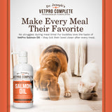 VetPro 100% Pure Wild Alaskan Salmon Oil Supplement for Dogs & Cats, 16 Ounces, Omega 3 & 6 Liquid Fish Oil, Supports Healthy Coat & Joints, Helps Dry Skin & Allergies, Add to Food