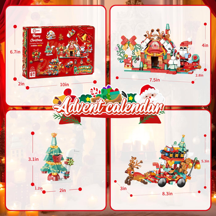 AKWME City Advent Calendar 2024,24 Days Countdown Calendar Toys for Kids Adult, 24 in 1 Christmas Building Set Toys,Christmas Building Blocks Stocking Stuffers, Gifts for Boys Girls Ages 6, 8, 10,12