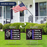 Trump Yard Signs 2024,18x12In Trump Yard Signs Double-Sided "Truth Really Upsets Most People" Campaign Signs With H-Stakes Placard Voted For Trump Outdoor Garden Lawn Parade Handheld Rally Decorations