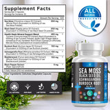 Health Heals Silicon Sea Moss 3000 Black Seed Oil 2000 Ashwagandha 1000 Bladderwrack 1000 Burdock 1000-60 Count