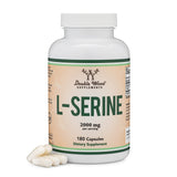 L-Serine Capsules (Third Party Tested) - 2,000mg Servings Used in Clinical Study, 180 Count, 500mg per Capsule (L Serine Amino Acid for Serotonin Production and Brain Support) by Double Wood