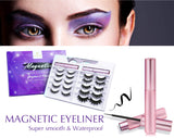 Updated 3D 6D Magnetic Eyelashes with Eyeliner Kit- 2 Tubes of Eyeliner & 10 Pairs Eyelashes Kit-With Natural Look & Reusable False lashes -No Glue Need