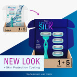 Schick Hydro Silk Sensitive Women's Razor | 5-Blade Razors for Women Sensitive Skin | Womens Razors Sensitive Skin | 1 Handle & 5 Razor Blade Refills