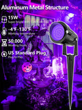 ZUCKEO 15W Halloween Blacklight Spotlight Outdoor LED Black Lights Waterproof Landscape Lighting with US Plug for Glow Dancing Party Body Painting Neon Poster Christmas Decorations(2Pack)