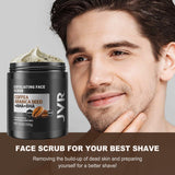 Face Scrub for Men, Facial Scrub for Deep Exfoliating, Cleansing, Removing Blackheads, Ingrown Hairs, Pre-shave Soften, Organic Formulated with Coffee Extract, AHA and BHA Face Exfoliator (9 oz)