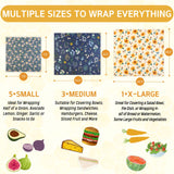 Reusable Beeswax Wrap - 9 Pack Beeswax Wraps for Food, Eco-Friendly Beeswax Food Wraps, Bread Sandwich Wrapper - Organic, Sustainable, Zero Waste, Reusable Plastic-Free Food Storage Wrap, 1XL, 3M, 5S