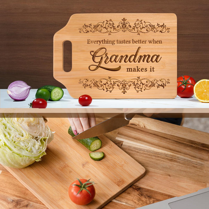 AceThrills Gifts for Grandma, Grandma Birthday Gifts - Engraved Bamboo Cutting Board 12.3"L x 8.7"W x 0.4"Th - Christmas Birthday Gifts for Grandma, Grandma gifts from Grandkids