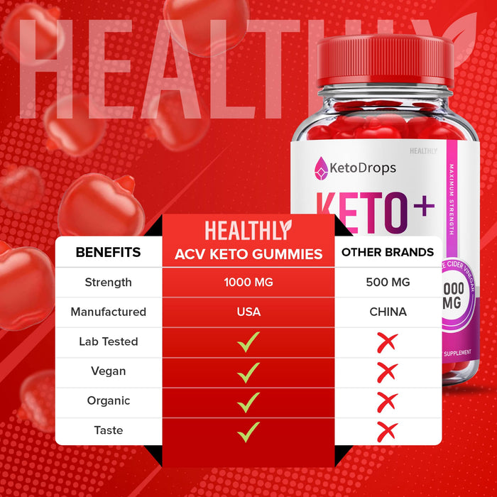 (2 Pack) Keto Drops Acv Gummies - Official Formula - Keto Drops for Weight Loss, Keto Drops Keto Plus Acv Gummies, Keto Drops Acv Gummies Advanced Ketosis 525mg Apple Cider Vinegar (120 Gummies