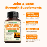 Glucosamine Chondroitin MSM - Joint Support Supplement with 15 Joint Vitamins for Men & Women. Glucosamine Sulfate & MSM Supplement for Joint Health & Comfort, Cartilage & Bone Strength. 60 Tablets