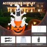 Dearsun 6FT Halloween Inflatable Pumpkin Ghosts, Blow Up Yard Halloween Inflatables Decoration with Lights for Indoor Outdoor Party Garden Lawn Holiday Decor (Three Ghosts with Pumpkin)