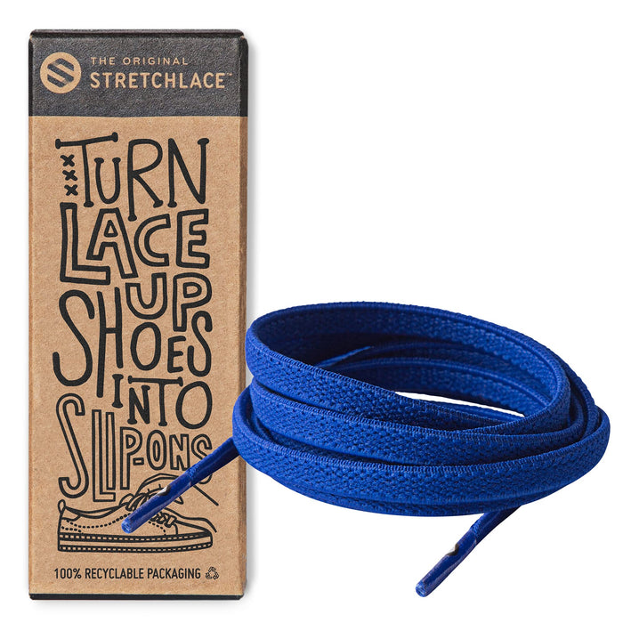 THE ORIGINAL STRETCHLACE - Flat Elastic Shoelaces, Stretch Shoe Laces for Adult Sneakers, Stylish Shoe Laces for Elderly, Kids, and People with Special Needs, Royal Blue, 45in