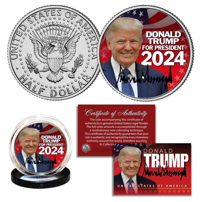 Donald Trump President 2024 Official Genuine Legal Tender JFK Kennedy Half Dollar U.S. Coin