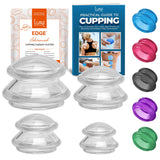LURE Essentials Edge Cupping Therapy Set - Cupping Kit for Massage Therapy - Silicone Cupping Set - Massage Cups for Cupping Therapy (4 Cups, Clear)