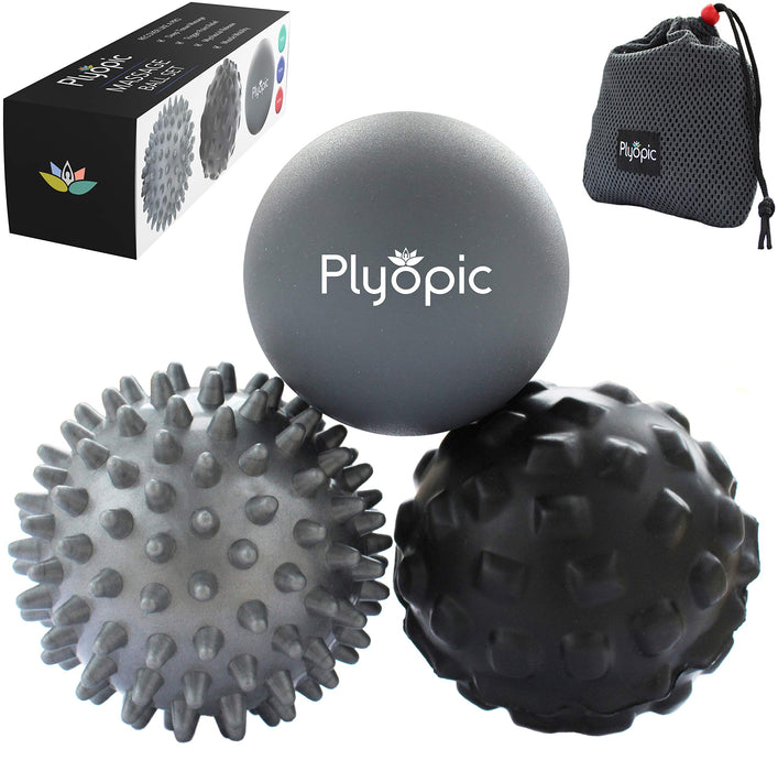 Plyopic Massage Ball Set - for Deep Tissue Muscle Recovery, Myofascial Release, Trigger Point Therapy, Mobility, Plantar Fasciitis Relief - Eliminate Muscle Pain and Tension in Your Back Neck Foot