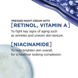 L'Oreal Paris Revitalift Pressed Night Cream, Retinol + Niacinamide, Reduces Wrinkles, Fragrance Free, 1.7 oz + Serum Sample