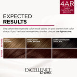 L'Oreal Paris Excellence Creme Permanent Hair Color, 4AR Dark Chocolate Brown, 100 percent Gray Coverage Hair Dye, Pack of 2