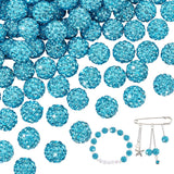 PH PandaHall 100pcs 10mm Rhinestones Beads Pave Disco Ball Clay Beads Crystal Beads Polymer Clay Rhinestone Beads Round Diamond Bead for Bracelet Necklace Earring Jewelry Making Christmas Aquamarine