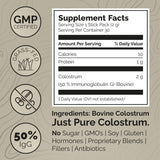 Fasted Athlete Colostrum Supplement for Gut Health, Grass Fed Colostrum Powder, 50% IgG, Skin & Hair, Muscle Recovery, Immunity, Energy - Unflavored, 30 Serving Packets