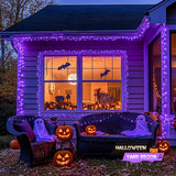 JMEXSUSS 500 LED Purple Halloween Lights, 173ft 8 Modes Halloween String Lights Outdoor Waterproof, Green Wire Purple LED Christmas Lights Outdoor for Indoor Christmas Halloween Decorations