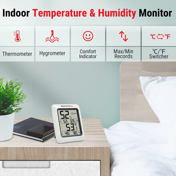 ThermoPro TP50 Digital Hygrometer Indoor Thermometer Room Thermometer and Humidity Gauge with Temperature Monitor