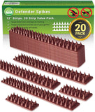 De-Bird Defender Spikes, 20 Pack Bird Deterrent, Squirrel Spikes, Anti Climb Spikes, Keep Cats Raccoon Pigeon Away, Easy Install Bird Spikes Strips, 20 Foot