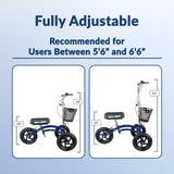 KneeRover Original Steerable All Terrain Knee Scooter for Adults for Foot Surgery Heavy Duty Knee Walker for Broken Ankle Foot Injuries - Leg Recovery Scooter Best Knee Crutch Alternative (Blue)