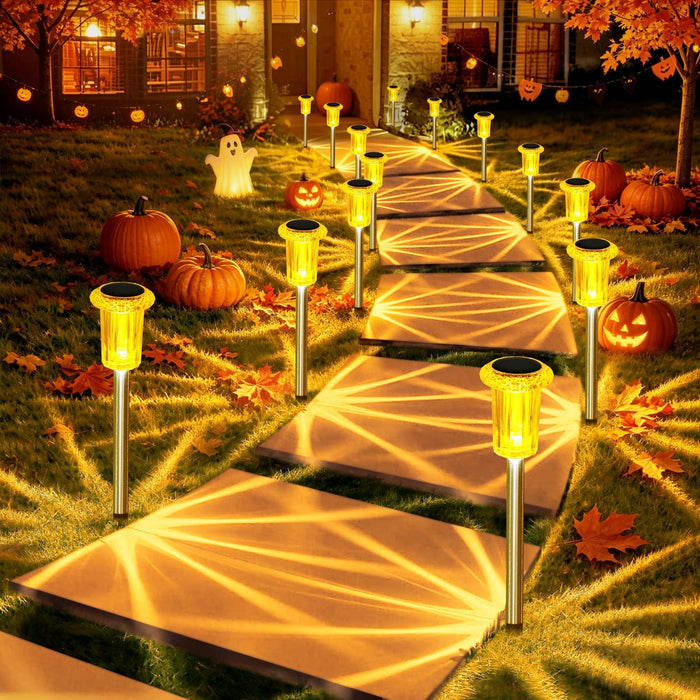 DenicMic Solar Halloween Lights Outdoor 10 Pack Fall Decorations for Home