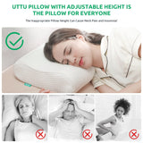 UTTU Cervical Pillow for Neck Pain Relief, Memory Foam Neck Pillow for Sleeping, Contour Pillow for Side Sleeper, Adjustable Orthopedic Sandwich Pillow, CertiPUR-US, King Size