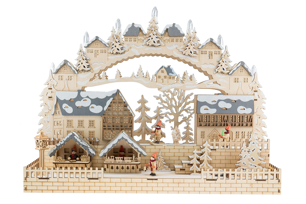 Clever Creations Wooden Christmas Advent Calendar, Countdown to Christmas, LED Holiday Decoration, Battery, Snowy Village