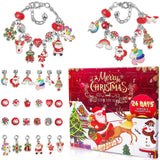 2024 Christmas Advent Calendar Charm Bracelets for Girls, SIXNIE 24-Days Xmas Countdown Calendar with 2pcs DIY Charm Bracelets Kits, Creative Jewelry Making Kit Present for Kids Teens Women