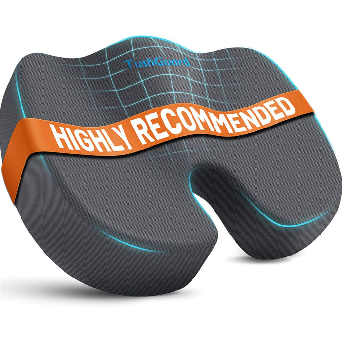 TushGuard Seat Cushion for Office Chair Memory Foam Non-Slip Cushion Back, Relief Chair Pad, Butt Pillow for Office, Car, Computer Desk, Grey, X-Large