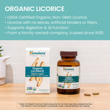 Himalaya Organic Licorice Root Herbal Supplement, Non-DGL, Occasional Heartburn, Indigestion and Upset Stomach Relief, Digestive Support, Non-GMO, USDA Organic, Vegan, 60 Plant-Based Caplets, 2 Pack