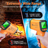 Infrared Thermometer Pyrometer -58℉ to 1796℉(-50~980°C), 30:1 Non Contact Digital Laser Thermometer Temperature Gun for Cooking, Home Repairs, High and Low Temperature Alarm, Adjustable Emissivity