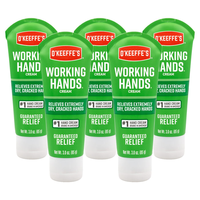 O'Keeffe's Working Hands Hand Cream, Relieves and Repairs Extremely Dry Hands, 3 oz Tube, (Pack of 5)