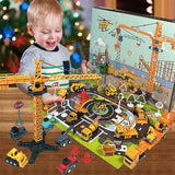 Advent Calendar 2024 Kids Boys - Alloy Construction Vehicles Toy Set - Christmas Engineering Playset Plus 2 Mats - Countdown Calendar Gift for 3-8 Year Old Children Teens