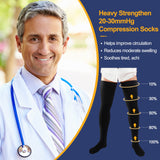 Zhanmai 2 Pairs Thigh High Men's Compression Socks 20-30 Mmhg Compression Stocking with Silicone Grip Men's Dress Socks (xx-large)