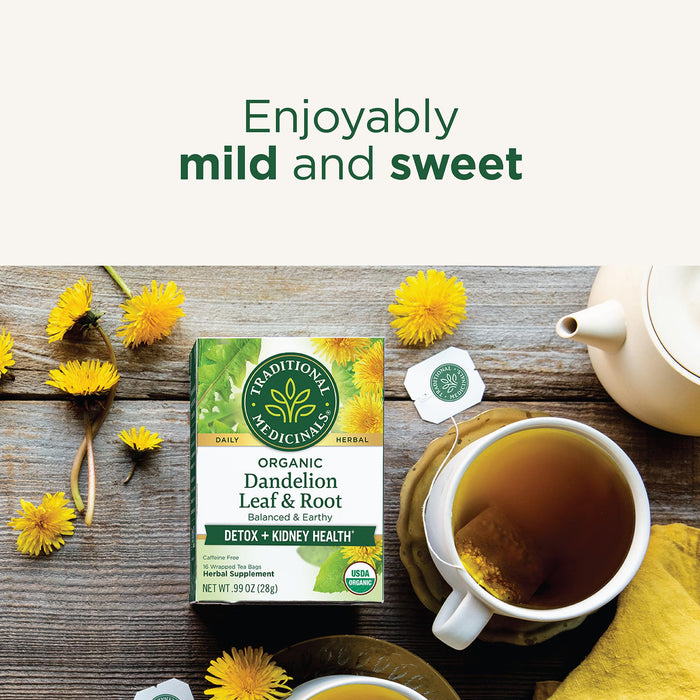 Traditional Medicinals Tea, Organic Dandelion Leaf & Root, Supports Kidney Function & Healthy Digestion, 16 Tea Bags