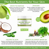 LILY SADO Green Tea Matcha & Avocado Face Mask - Organic Natural Vegan Facial Mask - Anti-Aging Antioxidant Defense Against Acne, Blackheads & Wrinkles for a Soft Glowing Complexion – 4 oz